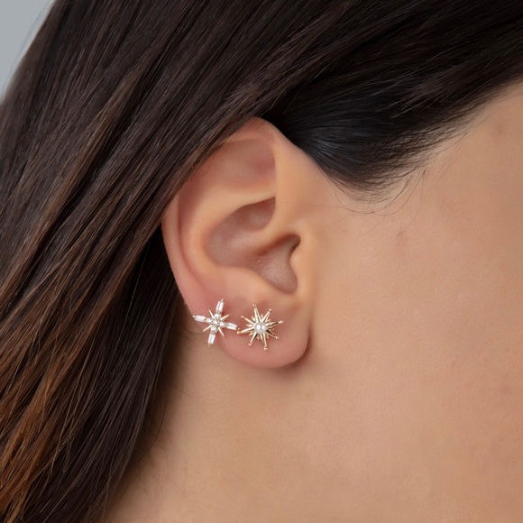 LAST ONE Stud Earrings 925 Sterling Silver Baguette Stone Mallorca Pearl - Picture 3 of 8